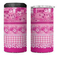 Hawaiian Hibiscus Honu 4 in 1 Can Cooler Tumbler Pink Mele Kalikimaka Palaka Spirit - Polynesian Pride