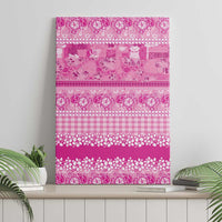 Hawaiian Hibiscus Honu Canvas Wall Art Pink Mele Kalikimaka Palaka Spirit - Polynesian Pride