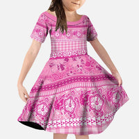 Hawaiian Hibiscus Honu Family Matching Long Sleeve Bodycon Dress and Hawaiian Shirt Pink Mele Kalikimaka Palaka Spirit - Polynesian Pride