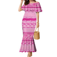 Hawaiian Hibiscus Honu Family Matching Mermaid Dress and Hawaiian Shirt Pink Mele Kalikimaka Palaka Spirit - Polynesian Pride