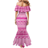 Hawaiian Hibiscus Honu Family Matching Mermaid Dress and Hawaiian Shirt Pink Mele Kalikimaka Palaka Spirit - Polynesian Pride