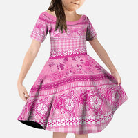 Hawaiian Hibiscus Honu Family Matching Off Shoulder Maxi Dress and Hawaiian Shirt Pink Mele Kalikimaka Palaka Spirit - Polynesian Pride