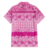 Hawaiian Hibiscus Honu Family Matching Off Shoulder Maxi Dress and Hawaiian Shirt Pink Mele Kalikimaka Palaka Spirit - Polynesian Pride