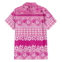 Hawaiian Hibiscus Honu Family Matching Off Shoulder Maxi Dress and Hawaiian Shirt Pink Mele Kalikimaka Palaka Spirit - Polynesian Pride