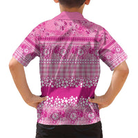 Hawaiian Hibiscus Honu Family Matching Off Shoulder Short Dress and Hawaiian Shirt Pink Mele Kalikimaka Palaka Spirit - Polynesian Pride