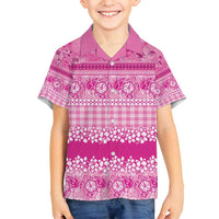 Hawaiian Hibiscus Honu Family Matching Off Shoulder Short Dress and Hawaiian Shirt Pink Mele Kalikimaka Palaka Spirit - Polynesian Pride