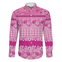Hawaiian Hibiscus Honu Family Matching Short Sleeve Bodycon Dress and Hawaiian Shirt Pink Mele Kalikimaka Palaka Spirit - Polynesian Pride