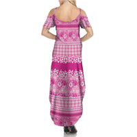Hawaiian Hibiscus Honu Family Matching Summer Maxi Dress and Hawaiian Shirt Pink Mele Kalikimaka Palaka Spirit - Polynesian Pride