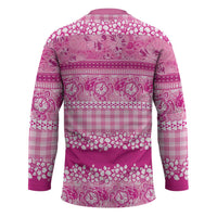 Hawaiian Hibiscus Honu Hockey Jersey Pink Mele Kalikimaka Palaka Spirit LT9 - Polynesian Pride