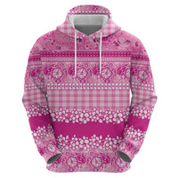 Hawaiian Hibiscus Honu Hoodie Pink Mele Kalikimaka Palaka Spirit - Polynesian Pride