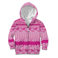 Hawaiian Hibiscus Honu Kid Hoodie Pink Mele Kalikimaka Palaka Spirit - Polynesian Pride