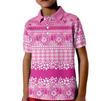 Hawaiian Hibiscus Honu Kid Polo Shirt Pink Mele Kalikimaka Palaka Spirit - Polynesian Pride