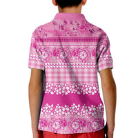 Hawaiian Hibiscus Honu Kid Polo Shirt Pink Mele Kalikimaka Palaka Spirit - Polynesian Pride