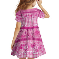 Hawaiian Hibiscus Honu Kid Short Sleeve Dress Pink Mele Kalikimaka Palaka Spirit LT9 - Polynesian Pride
