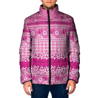 Hawaiian Hibiscus Honu Padded Jacket Pink Mele Kalikimaka Palaka Spirit LT9 Men Pink - Polynesian Pride