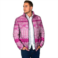 Hawaiian Hibiscus Honu Padded Jacket Pink Mele Kalikimaka Palaka Spirit LT9 - Polynesian Pride
