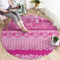Hawaiian Hibiscus Honu Round Carpet Pink Mele Kalikimaka Palaka Spirit - Polynesian Pride