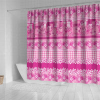 Hawaiian Hibiscus Honu Shower Curtain Pink Mele Kalikimaka Palaka Spirit - Polynesian Pride
