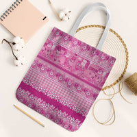 Hawaiian Hibiscus Honu Tote Bag Pink Mele Kalikimaka Palaka Spirit - Polynesian Pride