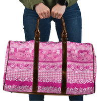 Hawaiian Hibiscus Honu Travel Bag Pink Mele Kalikimaka Palaka Spirit - Polynesian Pride