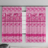Hawaiian Hibiscus Honu Window Curtain Pink Mele Kalikimaka Palaka Spirit - Polynesian Pride
