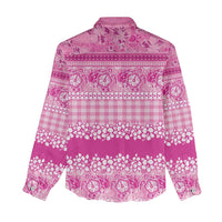 Hawaiian Hibiscus Honu Women Casual Shirt Pink Mele Kalikimaka Palaka Spirit - Polynesian Pride