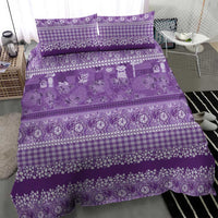 Hawaiian Hibiscus Honu Bedding Set Purple Mele Kalikimaka Palaka Spirit - Polynesian Pride