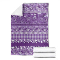 Hawaiian Hibiscus Honu Blanket Purple Mele Kalikimaka Palaka Spirit - Polynesian Pride