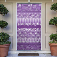Hawaiian Hibiscus Honu Door Cover Purple Mele Kalikimaka Palaka Spirit - Polynesian Pride