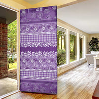 Hawaiian Hibiscus Honu Door Cover Purple Mele Kalikimaka Palaka Spirit - Polynesian Pride