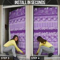 Hawaiian Hibiscus Honu Door Cover Purple Mele Kalikimaka Palaka Spirit - Polynesian Pride