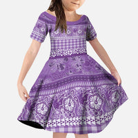 Hawaiian Hibiscus Honu Family Matching Mermaid Dress and Hawaiian Shirt Purple Mele Kalikimaka Palaka Spirit - Polynesian Pride