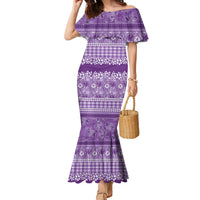 Hawaiian Hibiscus Honu Family Matching Mermaid Dress and Hawaiian Shirt Purple Mele Kalikimaka Palaka Spirit - Polynesian Pride