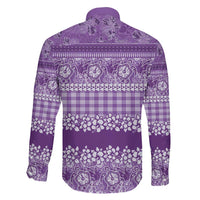 Hawaiian Hibiscus Honu Family Matching Off Shoulder Short Dress and Hawaiian Shirt Purple Mele Kalikimaka Palaka Spirit - Polynesian Pride