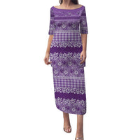 Hawaiian Hibiscus Honu Family Matching Puletasi and Hawaiian Shirt Purple Mele Kalikimaka Palaka Spirit - Polynesian Pride