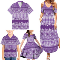 Hawaiian Hibiscus Honu Family Matching Summer Maxi Dress and Hawaiian Shirt Purple Mele Kalikimaka Palaka Spirit - Polynesian Pride