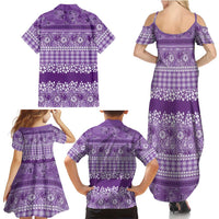 Hawaiian Hibiscus Honu Family Matching Summer Maxi Dress and Hawaiian Shirt Purple Mele Kalikimaka Palaka Spirit - Polynesian Pride