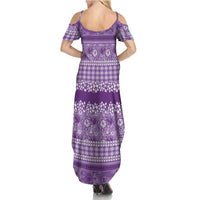 Hawaiian Hibiscus Honu Family Matching Summer Maxi Dress and Hawaiian Shirt Purple Mele Kalikimaka Palaka Spirit - Polynesian Pride