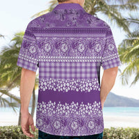 Hawaiian Hibiscus Honu Hawaiian Shirt Purple Mele Kalikimaka Palaka Spirit LT9 - Polynesian Pride