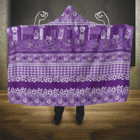 Hawaiian Hibiscus Honu Hooded Blanket Purple Mele Kalikimaka Palaka Spirit - Polynesian Pride