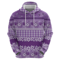 Hawaiian Hibiscus Honu Hoodie Purple Mele Kalikimaka Palaka Spirit - Polynesian Pride