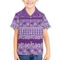 Hawaiian Hibiscus Honu Kid Hawaiian Shirt Purple Mele Kalikimaka Palaka Spirit LT9 Kid Purple - Polynesian Pride