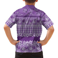 Hawaiian Hibiscus Honu Kid Hawaiian Shirt Purple Mele Kalikimaka Palaka Spirit LT9 - Polynesian Pride