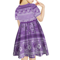 Hawaiian Hibiscus Honu Kid Short Sleeve Dress Purple Mele Kalikimaka Palaka Spirit - Polynesian Pride