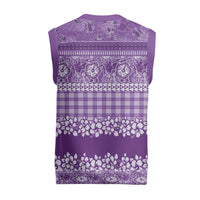 Hawaiian Hibiscus Honu Christmas Knitted V-Neck Vest Purple Mele Kalikimaka Palaka Spirit - Polynesian Pride