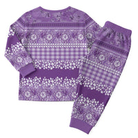 Hawaiian Hibiscus Honu Christmas Pajama Set Purple Mele Kalikimaka Palaka Spirit - Polynesian Pride