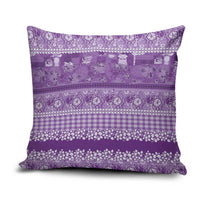 Hawaiian Hibiscus Honu Pillow Cover Purple Mele Kalikimaka Palaka Spirit - Polynesian Pride
