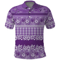 Hawaiian Hibiscus Honu Polo Shirt Purple Mele Kalikimaka Palaka Spirit - Polynesian Pride