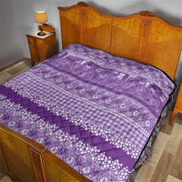 Hawaiian Hibiscus Honu Quilt Purple Mele Kalikimaka Palaka Spirit - Polynesian Pride
