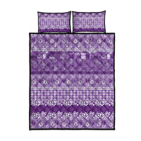 Hawaiian Hibiscus Honu Quilt Bed Set Purple Mele Kalikimaka Palaka Spirit - Polynesian Pride